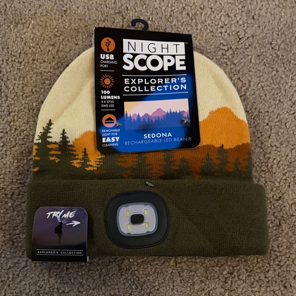 Sedona Rechargeable LED Beanie - Green and Orange